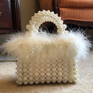 Ivory beaded bridal bag